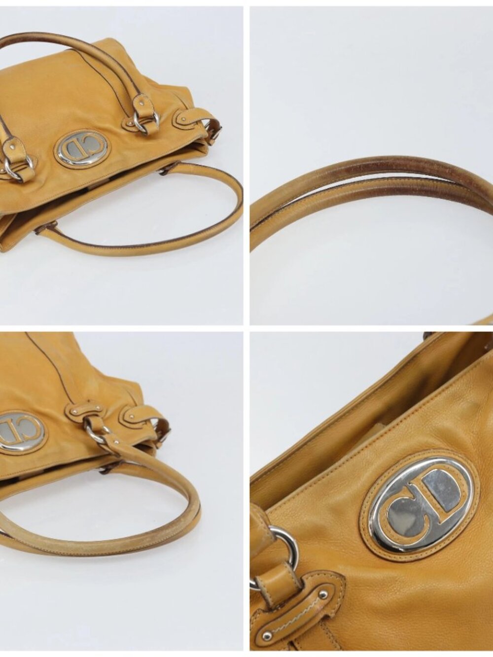 Christian Dior Hand Bag Leather Beige Silver Auth ep13147 - Picture 16 of 16